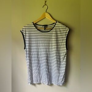 rag & bone Striped Black and White Striped Women's Boxy Muscle Tee